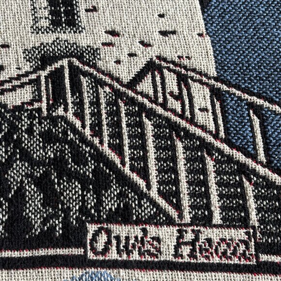 Vintage Goodwin Weavers Lighthouse Themed Fringed Throw - Picture 8 of 15